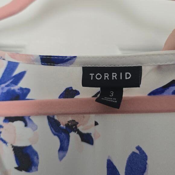 Torrid Floral Babydoll Georgette Flutter Sleeve Blouse Peplum Plus Size 3x - Picture 11 of 15